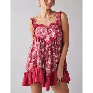 UO / Out From Under Eat Your Heart Out Ruffle Babydoll Sleep Dress